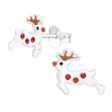 Reindeer - 925 Sterling Silver Kids Ear Studs with Crystal SD43182