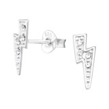 Lightning Bolt - 925 Sterling Silver Kids Ear Studs with Crystal SD43184