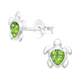 Turtle - 925 Sterling Silver Kids Ear Studs with Crystal SD43187