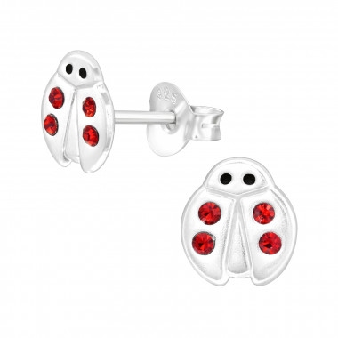 Ladybug - 925 Sterling Silver Kids Ear Studs with Crystal SD43191