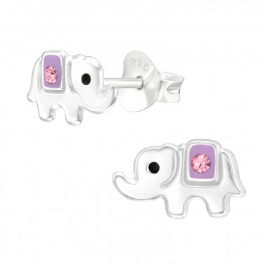 Elephant - 925 Sterling Silver Kids Ear Studs with Crystal SD43193