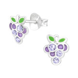 Grape - 925 Sterling Silver Kids Ear Studs with Crystal SD43201