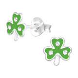 Clover - 925 Sterling Silver Kids Ear Studs with Crystal SD43204