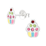 Cupcake - 925 Sterling Silver Kids Ear Studs with Crystal SD43212