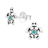 Turtle - 925 Sterling Silver Kids Ear Studs with Crystal SD43213