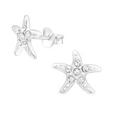 Starfish - 925 Sterling Silver Kids Ear Studs with Crystal SD43258