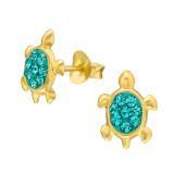Turtle - 925 Sterling Silver Kids Ear Studs with Crystal SD43439