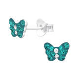 Butterfly - 925 Sterling Silver Kids Ear Studs with Crystal SD43440
