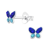Butterfly - 925 Sterling Silver Kids Ear Studs with Crystal SD43442