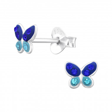 Butterfly - 925 Sterling Silver Kids Ear Studs with Crystal SD43442