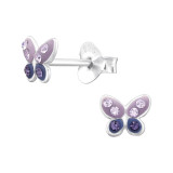 Butterfly - 925 Sterling Silver Kids Ear Studs with Crystal SD43443