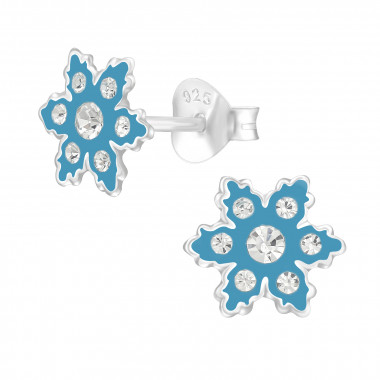 Snowflake - 925 Sterling Silver Kids Ear Studs with Crystal SD43884