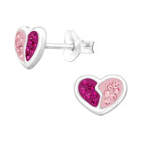 Heart - 925 Sterling Silver Kids Ear Studs with Crystal SD43888