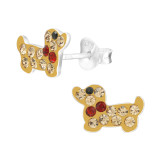 Dachshund Dog - 925 Sterling Silver Kids Ear Studs with Crystal SD43889