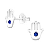 Hamsa - 925 Sterling Silver Kids Ear Studs with Crystal SD43890