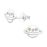 Saturn - 925 Sterling Silver Kids Ear Studs with Crystal SD43892
