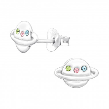 Saturn - 925 Sterling Silver Kids Ear Studs with Crystal SD43892