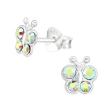 Butterfly - 925 Sterling Silver Kids Ear Studs with Crystal SD43893