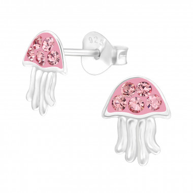 Jellyfish - 925 Sterling Silver Kids Ear Studs with Crystal SD43914