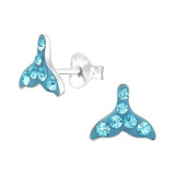 Whale's Tail - 925 Sterling Silver Kids Ear Studs with Crystal SD43916