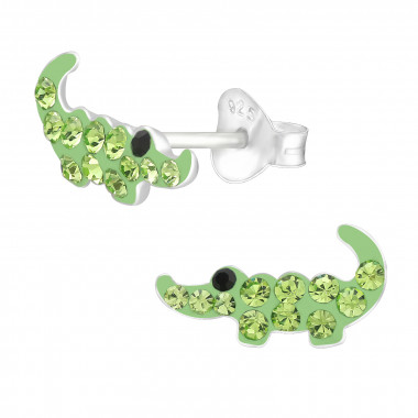 Crocodile - 925 Sterling Silver Kids Ear Studs with Crystal SD43917