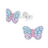 Butterfly - 925 Sterling Silver Kids Ear Studs with Crystal SD43918