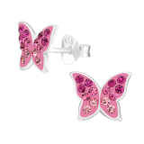 Butterfly - 925 Sterling Silver Kids Ear Studs with Crystal SD43919