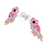 Parrot - 925 Sterling Silver Kids Ear Studs with Crystal SD43921