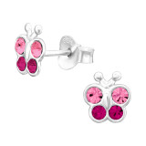 Butterfly - 925 Sterling Silver Kids Ear Studs with Crystal SD43946