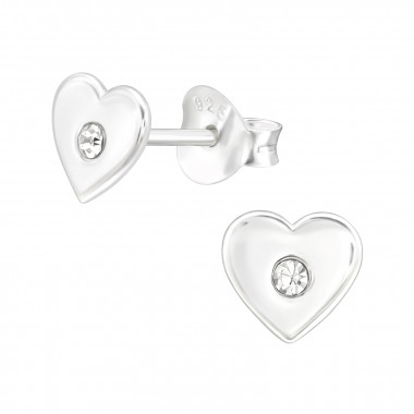 Heart - 925 Sterling Silver Kids Ear Studs with Crystal SD43951