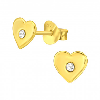 Heart - 925 Sterling Silver Kids Ear Studs with Crystal SD43952