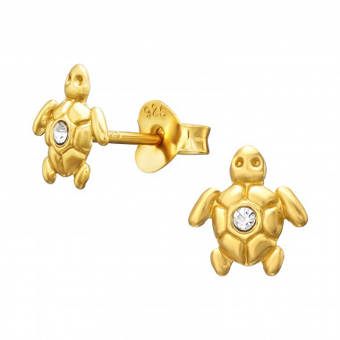 Turtle - 925 Sterling Silver Kids Ear Studs with Crystal SD43953