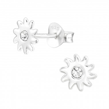 Sun - 925 Sterling Silver Kids Ear Studs with Crystal SD43954