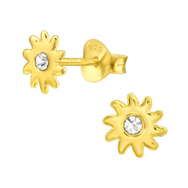 Sun - 925 Sterling Silver Kids Ear Studs with Crystal SD43955