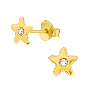 Star - 925 Sterling Silver Kids Ear Studs with Crystal SD43957