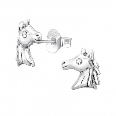 Unicorn - 925 Sterling Silver Kids Ear Studs with Crystal SD44045