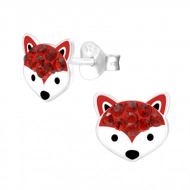 Fox - 925 Sterling Silver Kids Ear Studs with Crystal SD44053