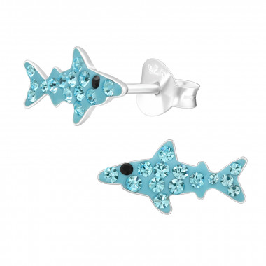 Shark - 925 Sterling Silver Kids Ear Studs with Crystal SD44606