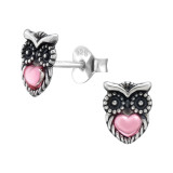 Owl - 925 Sterling Silver Kids Ear Studs with Crystal SD44900