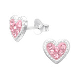 Heart - 925 Sterling Silver Kids Ear Studs with Crystal SD45275