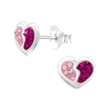 Heart - 925 Sterling Silver Kids Ear Studs with Crystal SD45279