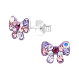 Bow - 925 Sterling Silver Kids Ear Studs with Crystal SD45280