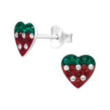 Heart - 925 Sterling Silver Kids Ear Studs with Crystal SD45283