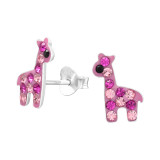 Giraffe - 925 Sterling Silver Kids Ear Studs with Crystal SD45284