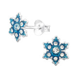 Snowflake - 925 Sterling Silver Kids Ear Studs with Crystal SD45361