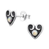 Heart - 925 Sterling Silver Kids Ear Studs with Crystal SD45371