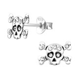 Skull - 925 Sterling Silver Kids Ear Studs with Crystal SD45373