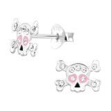 Skull - 925 Sterling Silver Kids Ear Studs with Crystal SD45374