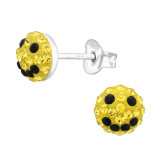 Smile Face - 925 Sterling Silver Kids Ear Studs with Crystal SD45394