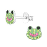 Frog - 925 Sterling Silver Kids Ear Studs with Crystal SD45395